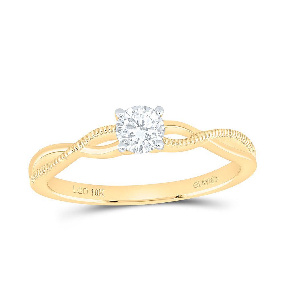 10K Yellow Or White Gold 1/4 Cttw Lab Grown Diamond Round Solitaire Ring