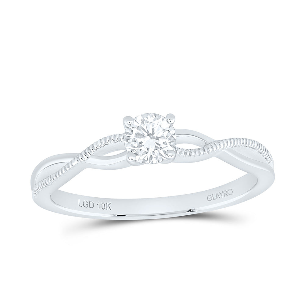 10K Yellow Or White Gold 1/4 Cttw Lab Grown Diamond Round Solitaire Ring