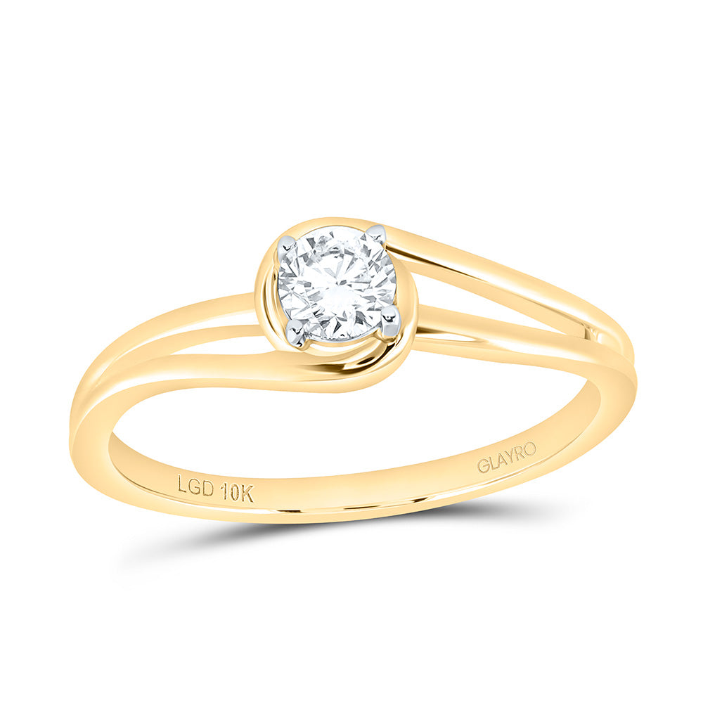 10K Yellow Or White Gold 1/4 Cttw Lab Grown Diamond Round Solitaire Ring
