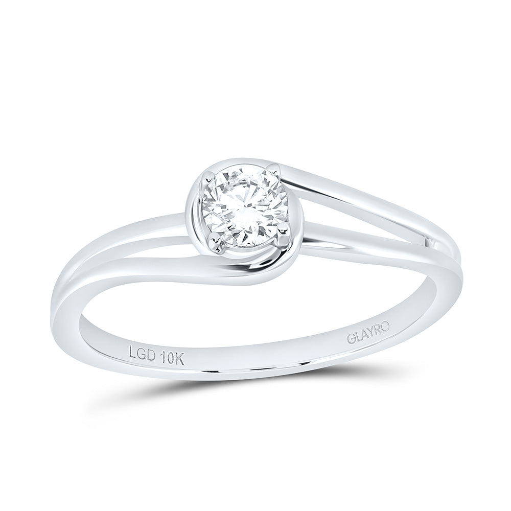 10K Yellow Or White Gold 1/4 Cttw Lab Grown Diamond Round Solitaire Ring