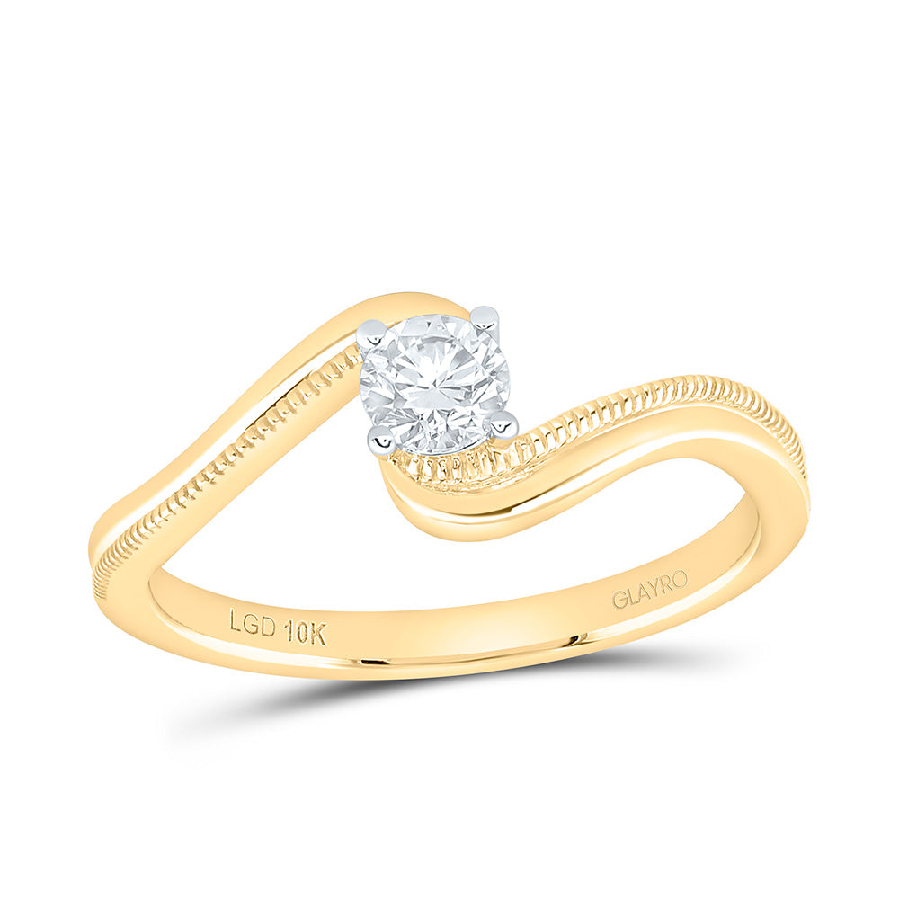 10K Yellow Or White Gold 1/4 Cttw Lab Grown Diamond Round Solitaire Ring