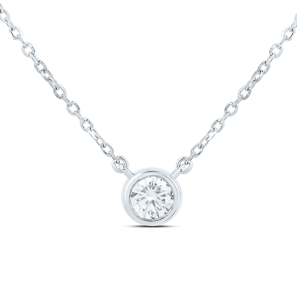 Sterling Silver 1/4 Cttw Lab Grown Diamond Round Bezel Chain Necklace (18 Inch)