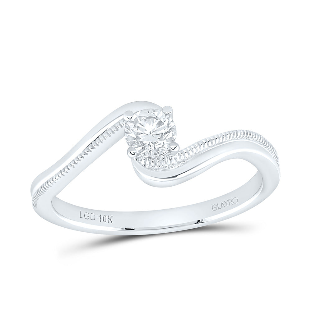 10K Yellow Or White Gold 1/4 Cttw Lab Grown Diamond Round Solitaire Ring