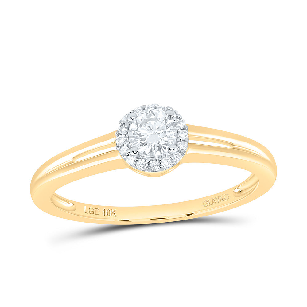 10K Yellow Or White Gold 1/4 Cttw Lab Grown Diamond Round Single Halo Engagement Ring