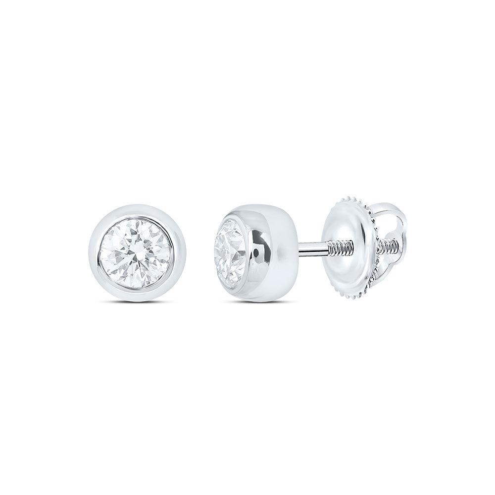 Sterling Silver 1/4 Cttw Lab Grown Diamond Round Bezel Earring