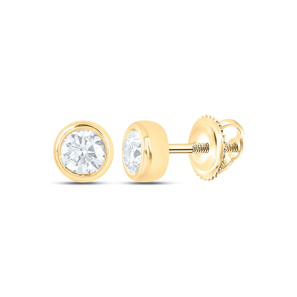 Sterling Silver 1/2 Cttw Lab Grown Diamond Round Bezel Solitaire Stud Earring