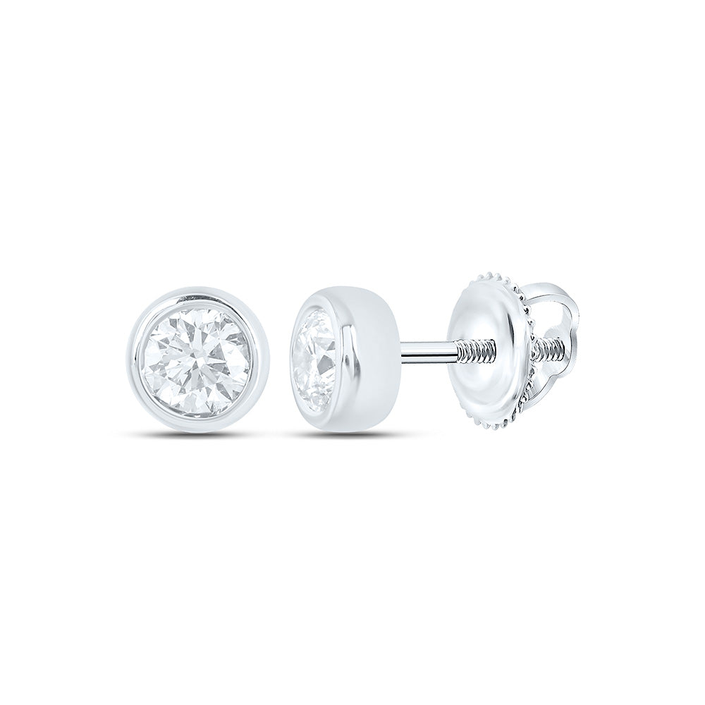 Sterling Silver 1/2 Cttw Lab Grown Diamond Round Bezel Solitaire Stud Earring