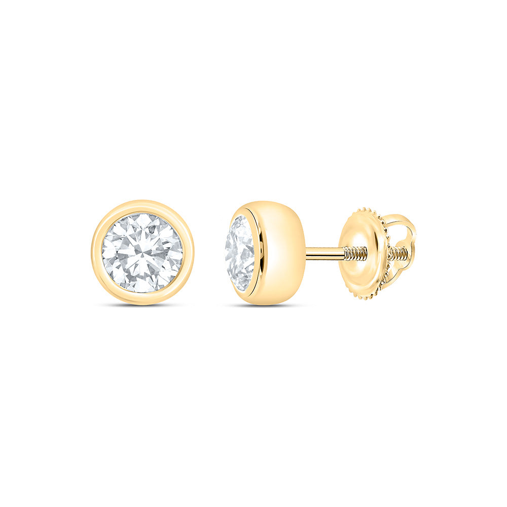 10K Yellow Or White Gold 1 Cttw Lab Grown Diamond Round Bezel Earring
