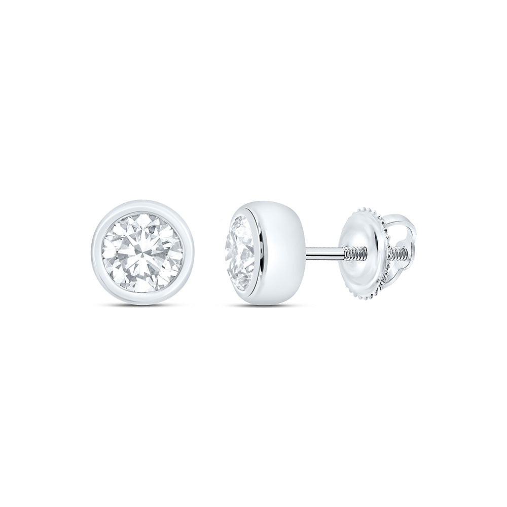 10K Yellow Or White Gold 1 Cttw Lab Grown Diamond Round Bezel Earring