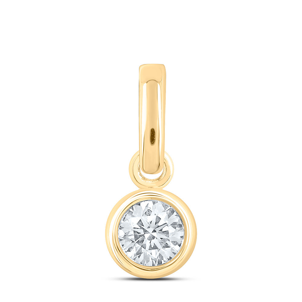 10K Yellow Or White Gold Lab Grown Diamond Round Bezel Charm Pendant