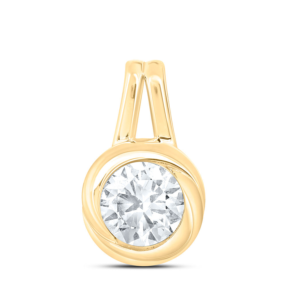 10K Yellow Or White Gold 1/2 Cttw Lab Grown Diamond Round Bezel Charm Pendant
