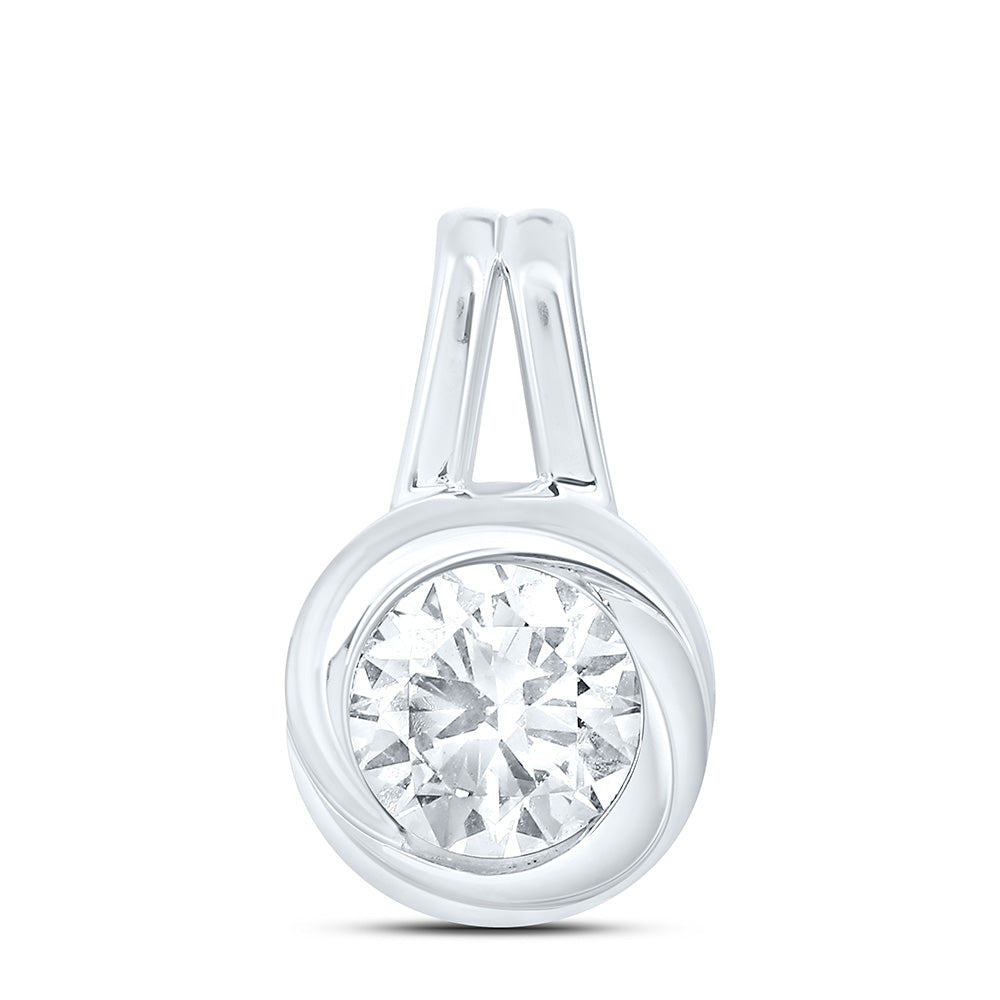 10K Yellow Or White Gold 1/2 Cttw Lab Grown Diamond Round Bezel Charm Pendant