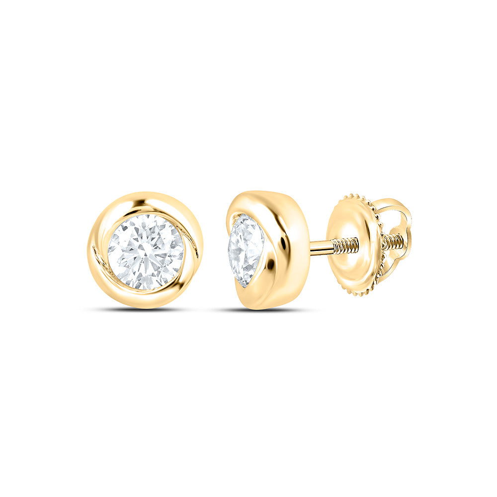 Sterling Silver 1 Cttw Lab Grown Diamond Round Bezel Earring