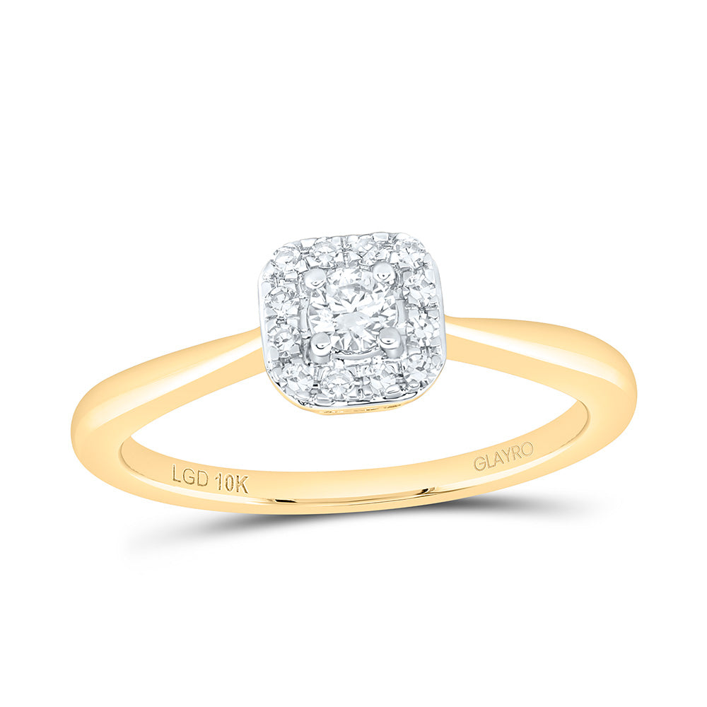 10K Yellow Or White Gold 1/5 Cttw Lab Grown Diamond Cushion Single Halo Engagement Ring