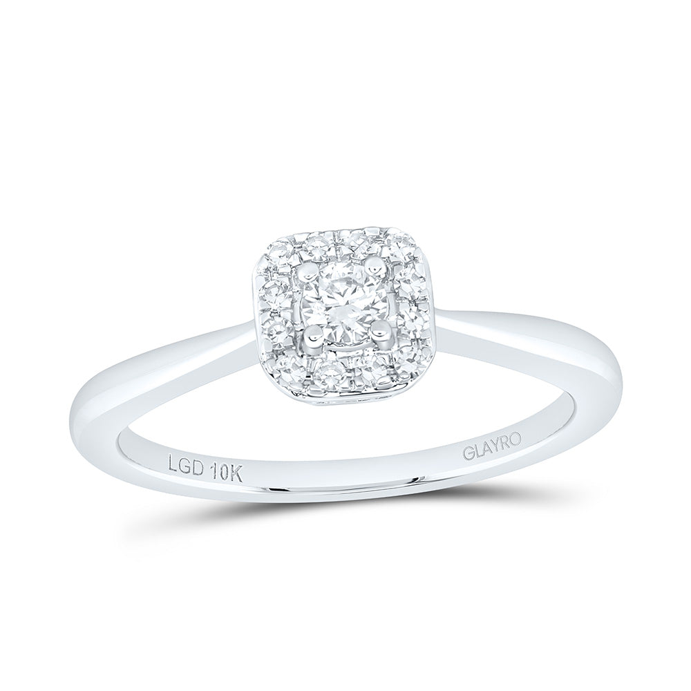 10K Yellow Or White Gold 1/5 Cttw Lab Grown Diamond Cushion Single Halo Engagement Ring