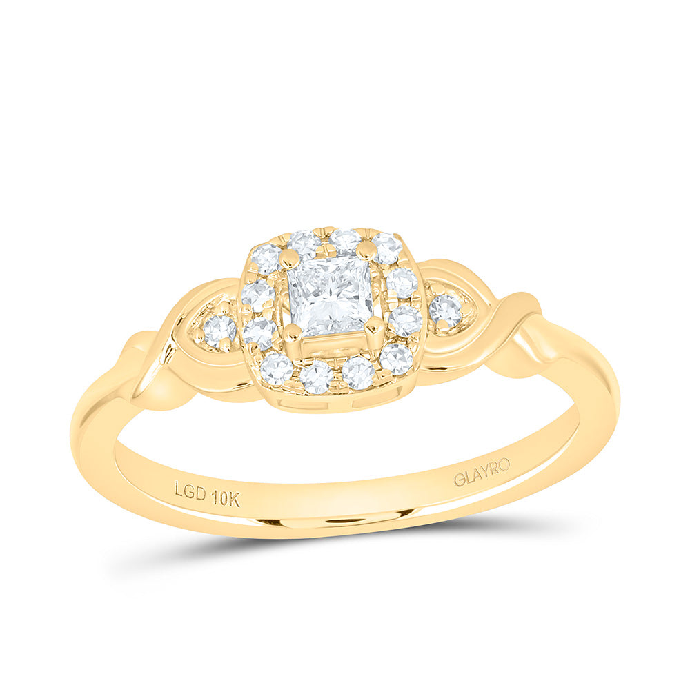 10K Yellow Or White Gold 1/4 Cttw Lab Grown Diamond Cushion Single Halo Engagement Ring
