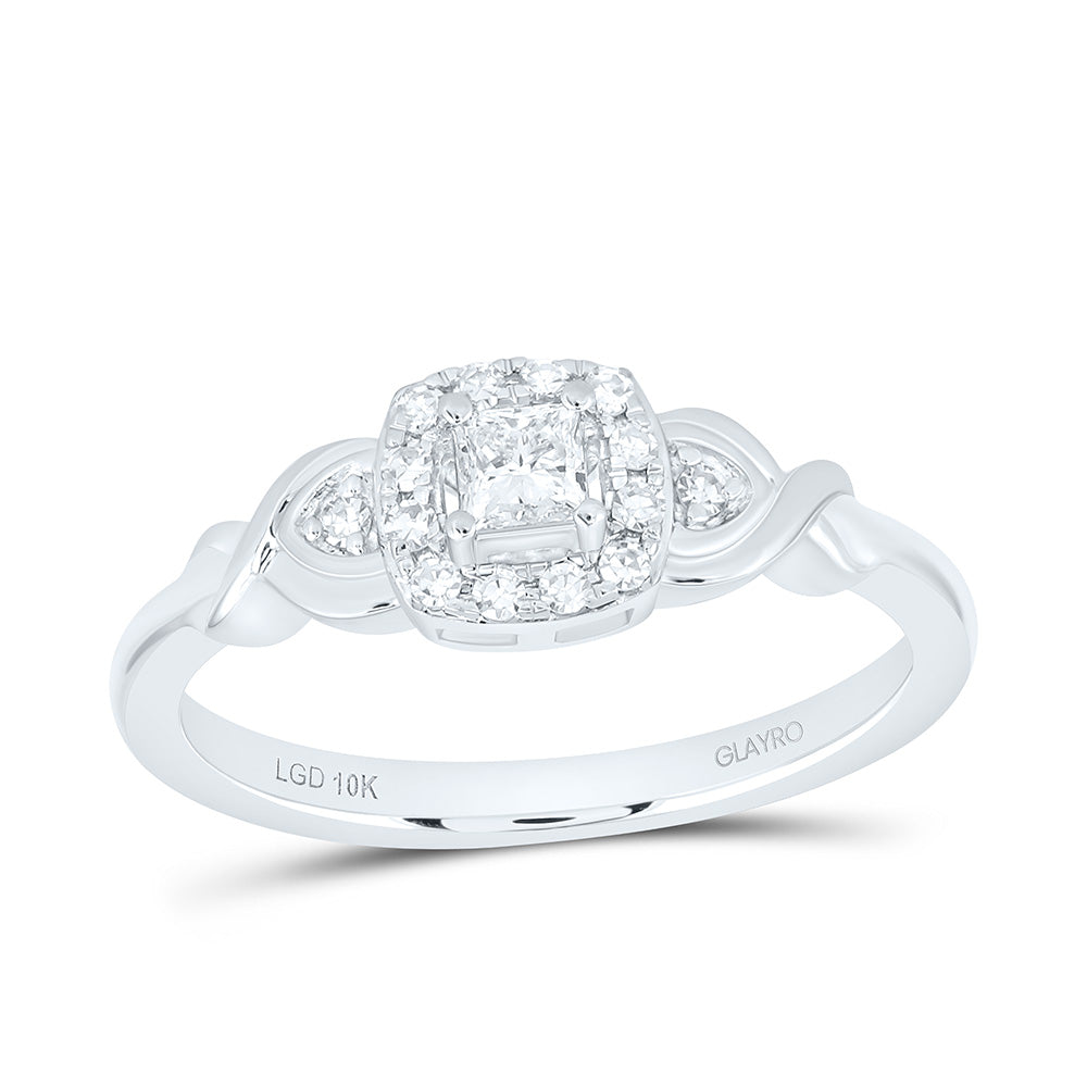 10K Yellow Or White Gold 1/4 Cttw Lab Grown Diamond Cushion Single Halo Engagement Ring