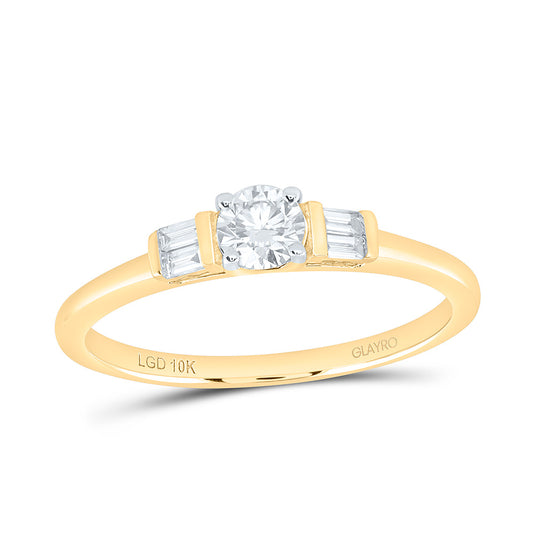 10K Yellow Or White Gold 1/3 Cttw Lab Grown Diamond 1/4 Cttw Center Round Engagement Ring