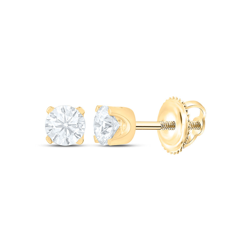 10K Yellow Or White Gold Lab Grown Diamond Round Solitaire Stud Earring