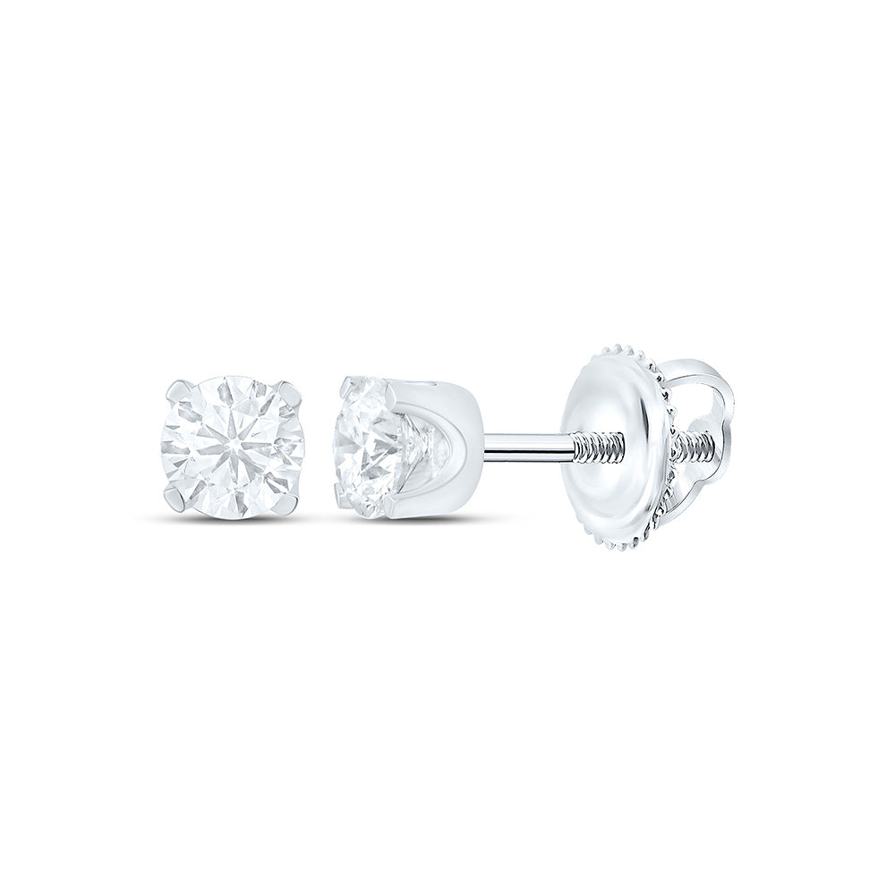 10K Yellow Or White Gold Lab Grown Diamond Round Solitaire Stud Earring