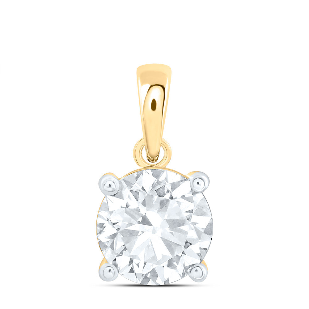 10K Yellow Or White Gold 1 Cttw Lab Grown Diamond Round Charm Pendant