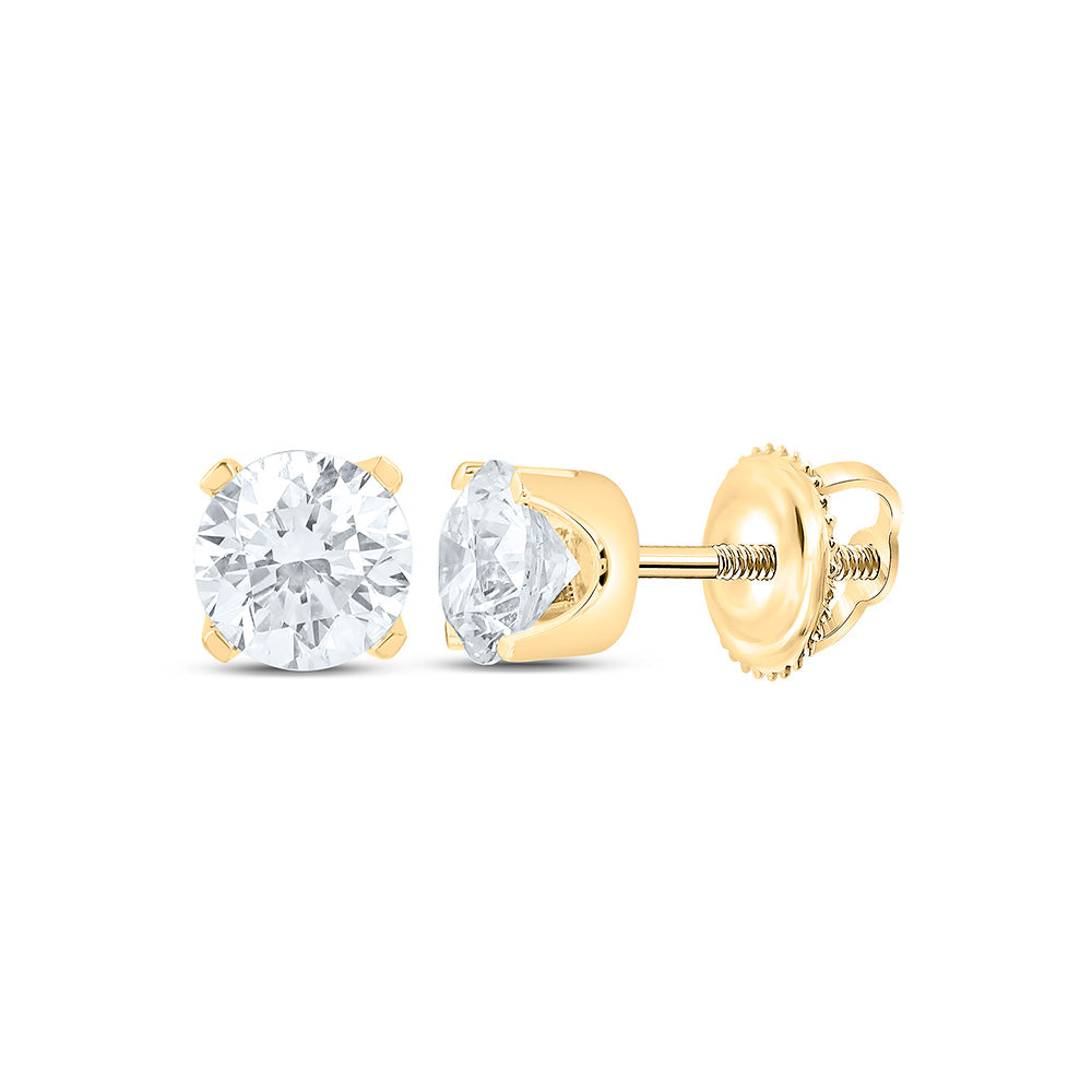 10K Yellow Or White Gold Lab Grown Diamond Round Solitaire Stud Earring