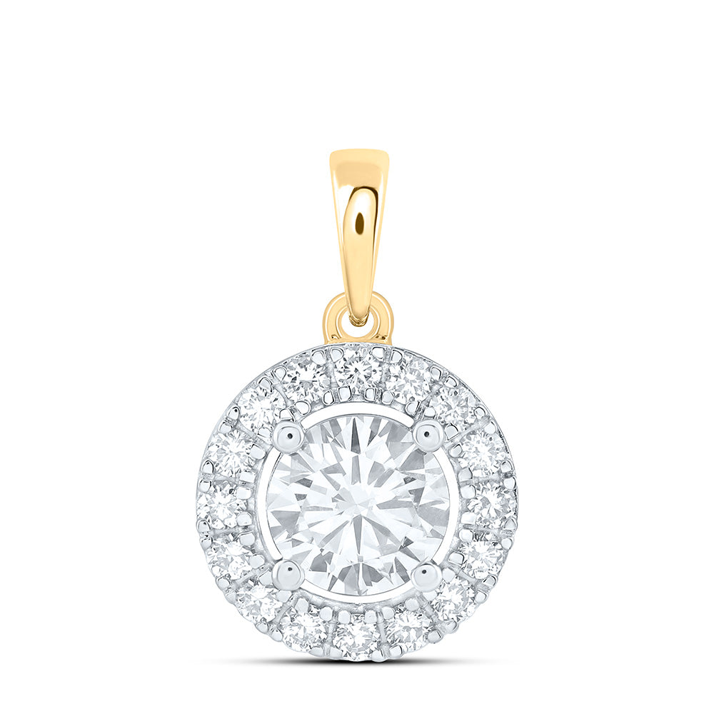 10K Yellow Or White Gold 1 Cttw Lab Grown Diamond Fashion Round Pendant