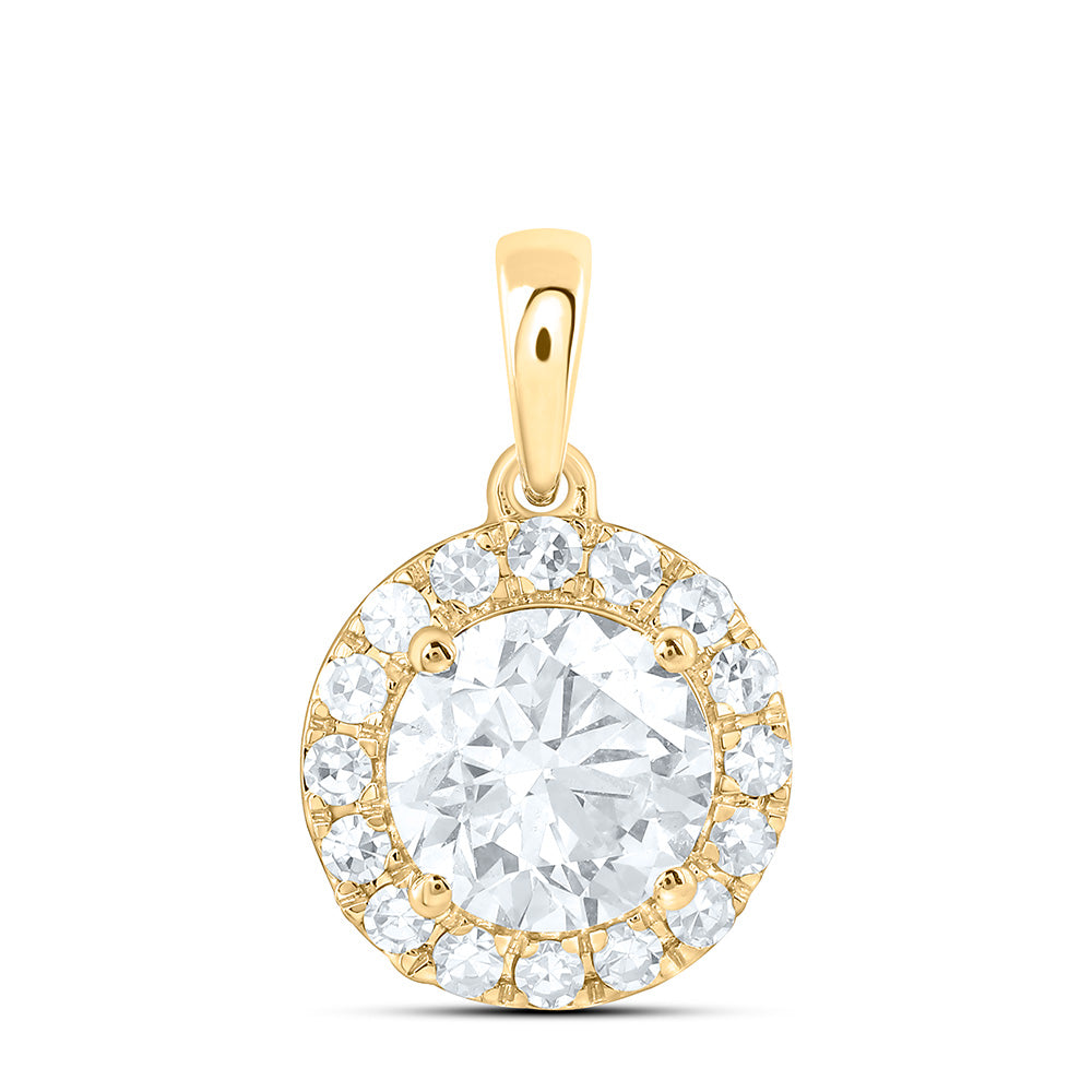 14K Yellow Or White Gold 1 1/5 Cttw Lab Grown Diamond Round Charm Pendant