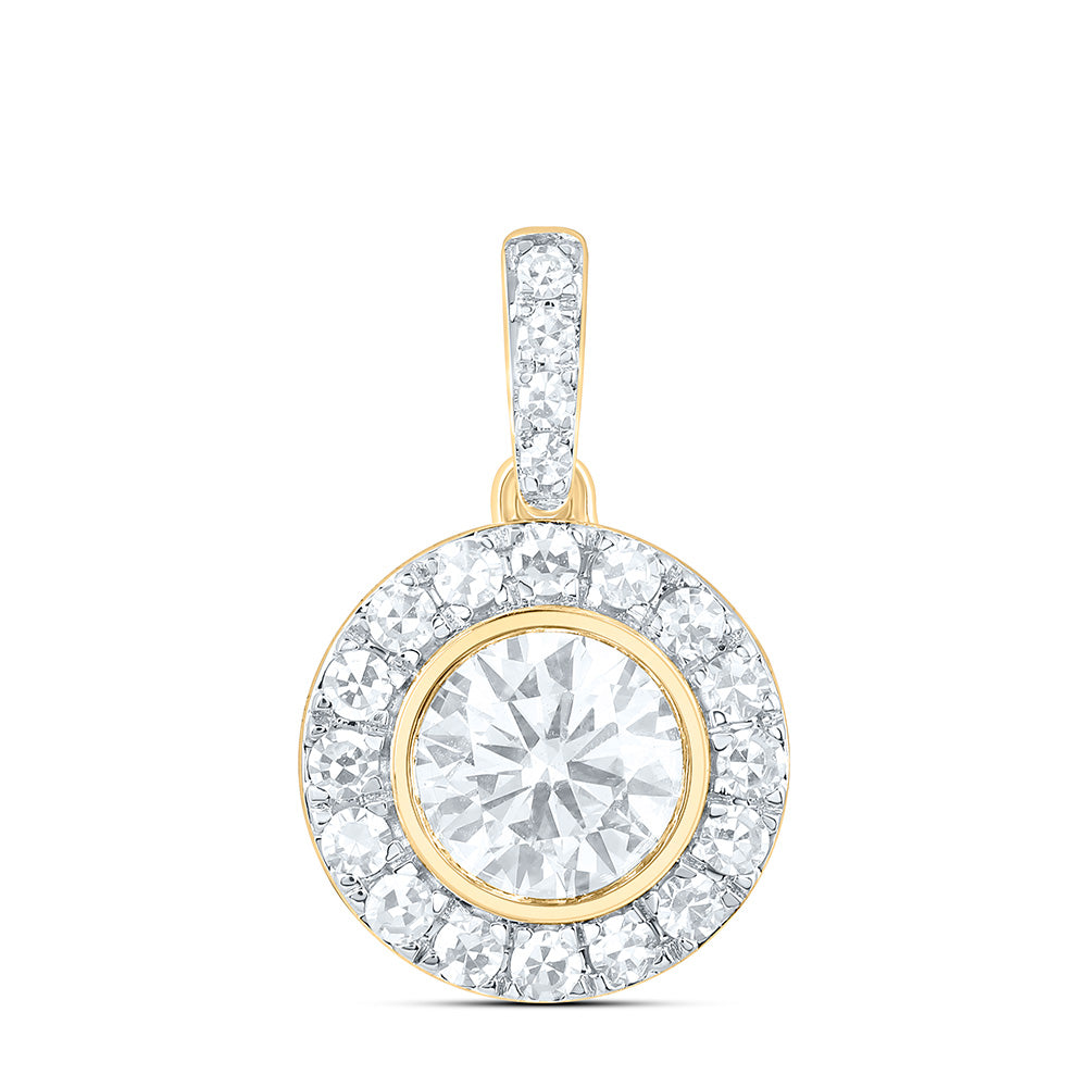 10K Yellow Or White Gold 1 Cttw Lab Grown Diamond Round Bezel Charm Pendant