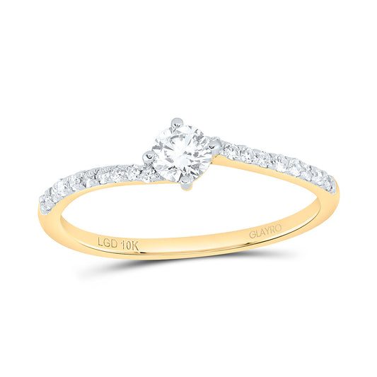 10K Yellow Or White Gold 1/3 Cttw Lab Grown Diamond 1/5 Cttw Center Round Engagement Ring