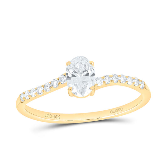 10K Yellow Or White Gold 1/2 Cttw Lab Grown Diamond 3/8 Cttw Center Oval Engagement Ring