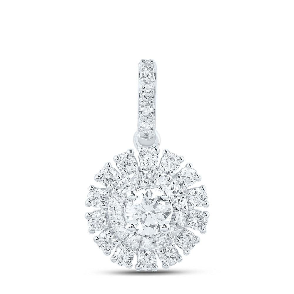 Sterling Silver 3/4 Cttw Lab Grown Diamond Round Charm Pendant