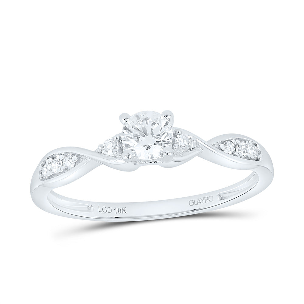 10K White Gold 1/3 Cttw Lab Grown Diamond 1/4 Cttw Center Round Engagement Ring