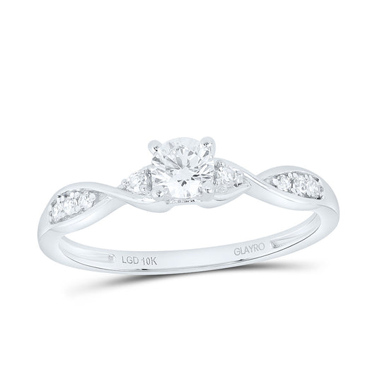 10K White Gold 1/3 Cttw Lab Grown Diamond 1/4 Cttw Center Round Engagement Ring