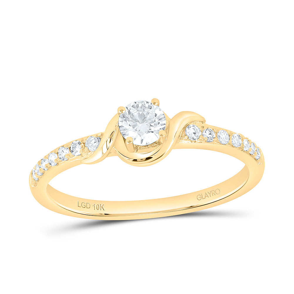 10K Yellow Or White Gold 1/3 Cttw Lab Grown Diamond 1/5 Cttw Center Round Engagement Ring