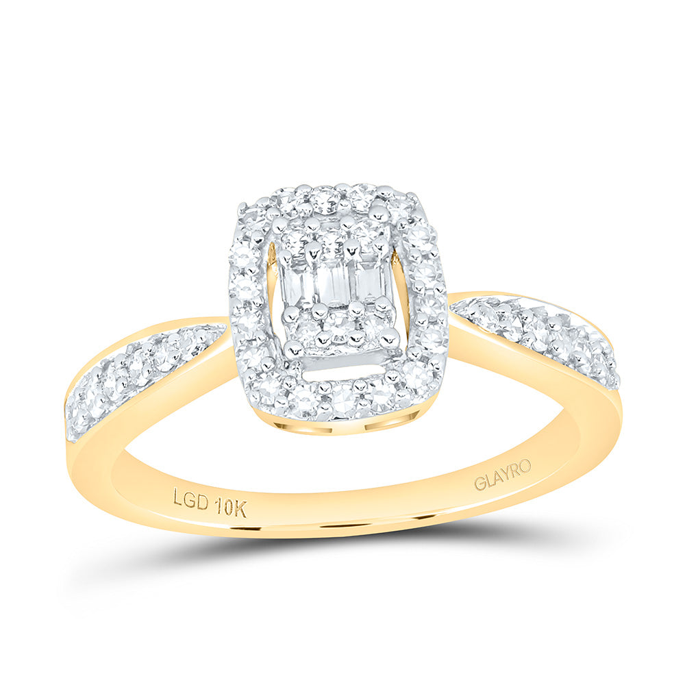 10K Yellow Or White Gold 1/3 Cttw Lab Grown Diamond Cushion Single Halo Engagement Ring