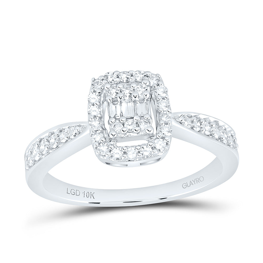 10K Yellow Or White Gold 1/3 Cttw Lab Grown Diamond Cushion Single Halo Engagement Ring