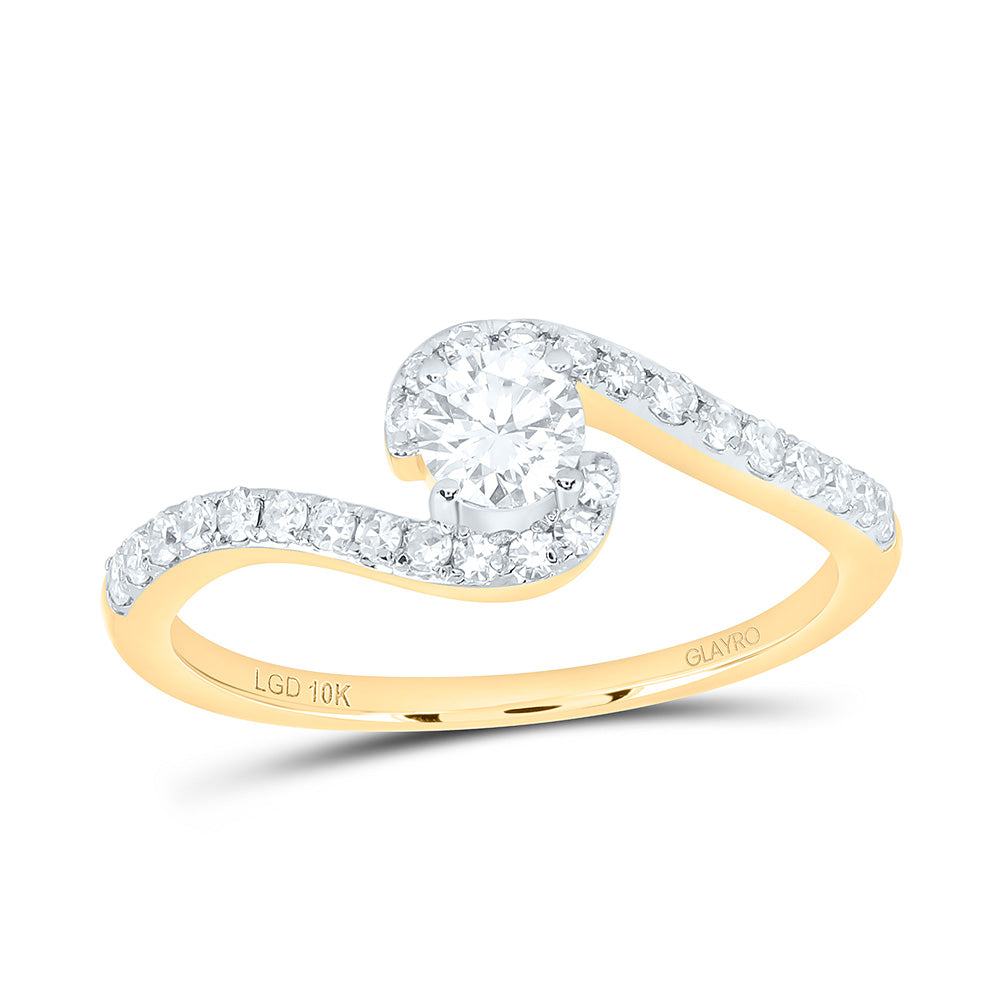 10K Yellow Or White Gold 1/2 Cttw Lab Grown Diamond 1/4 Cttw Center Round Engagement Ring
