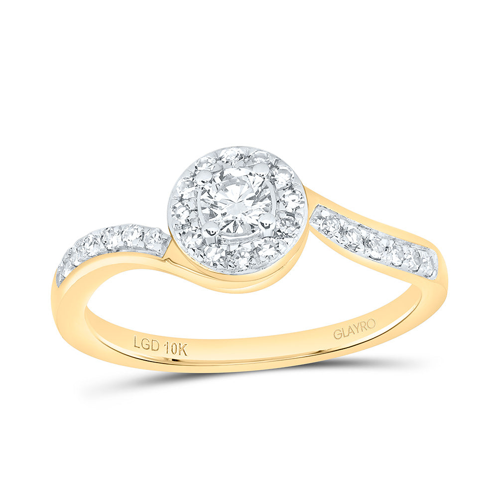 10K Yellow Or White Gold 1/3 Cttw Lab Grown Diamond 1/5 Cttw Center Round Single Halo Engagement Ring