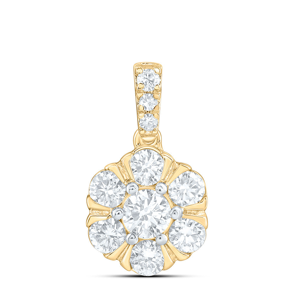 10K Yellow Or White Gold 3/4 Cttw Lab Grown Diamond Flower Charm Pendant
