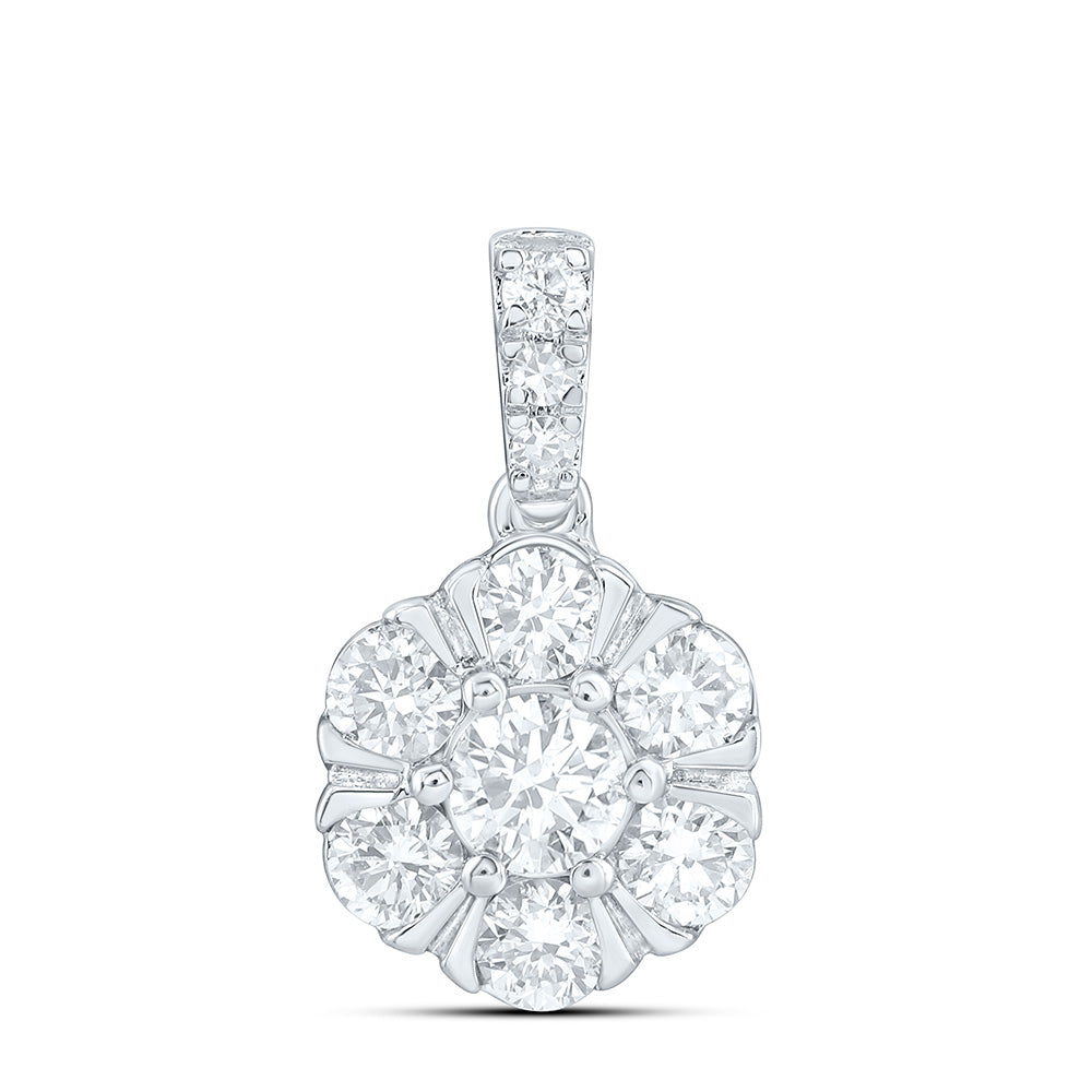10K Yellow Or White Gold 3/4 Cttw Lab Grown Diamond Flower Charm Pendant