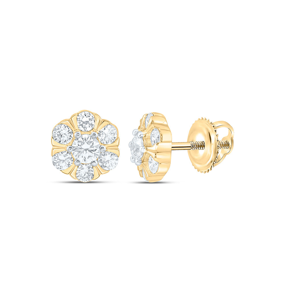 10K Yellow Or White Gold 1 Cttw Lab Grown Diamond Flower Earring
