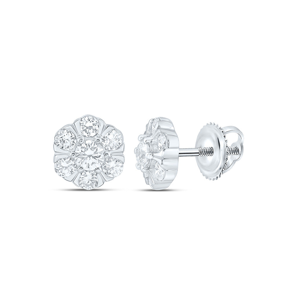 10K Yellow Or White Gold 1 Cttw Lab Grown Diamond Flower Earring