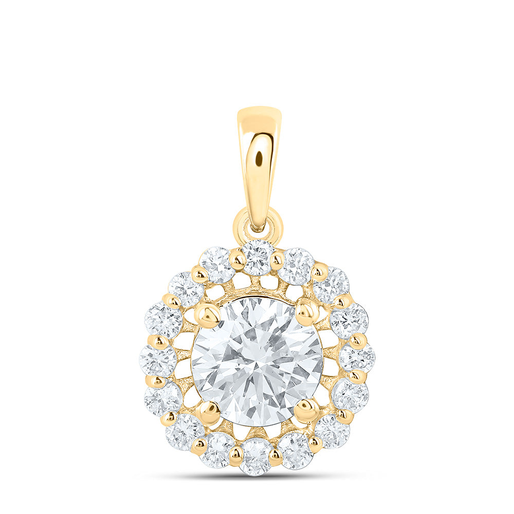10K Yellow Or White Gold 1 Cttw Lab Grown Diamond Round Charm Pendant