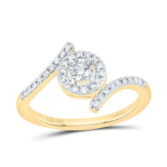 10K Yellow Or White Gold 3/8 Cttw Lab Grown Diamond 1/5 Cttw Center Round Single Halo Engagement Ring