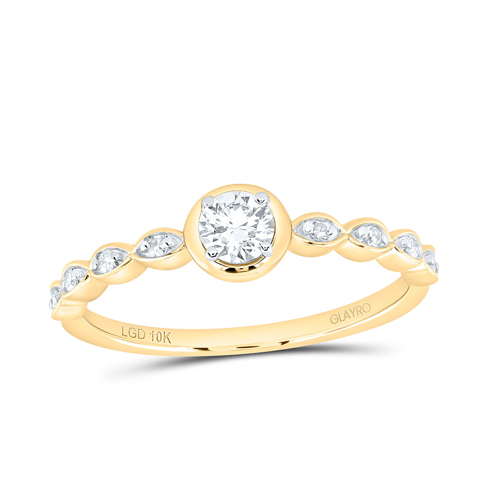 10K Yellow Or White Gold 1/4 Cttw Lab Grown Diamond 1/5 Cttw Center Round Engagement Ring
