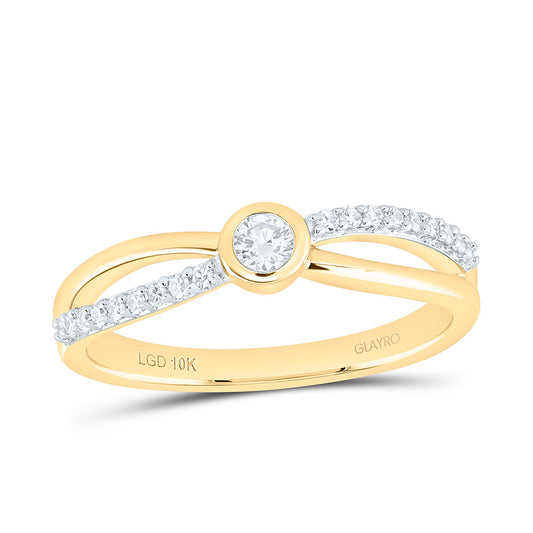 10K Yellow Or White Gold 1/5 Cttw Lab Grown Diamond Round Bezel Engagement Ring