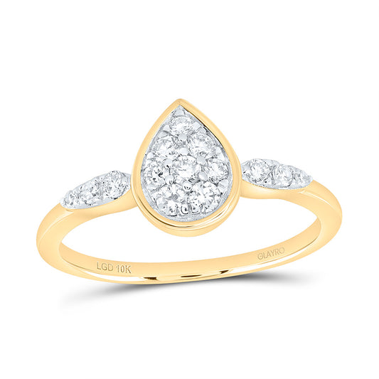 10K Yellow Or White Gold 1/3 Cttw Lab Grown Diamond Pear Engagement Ring