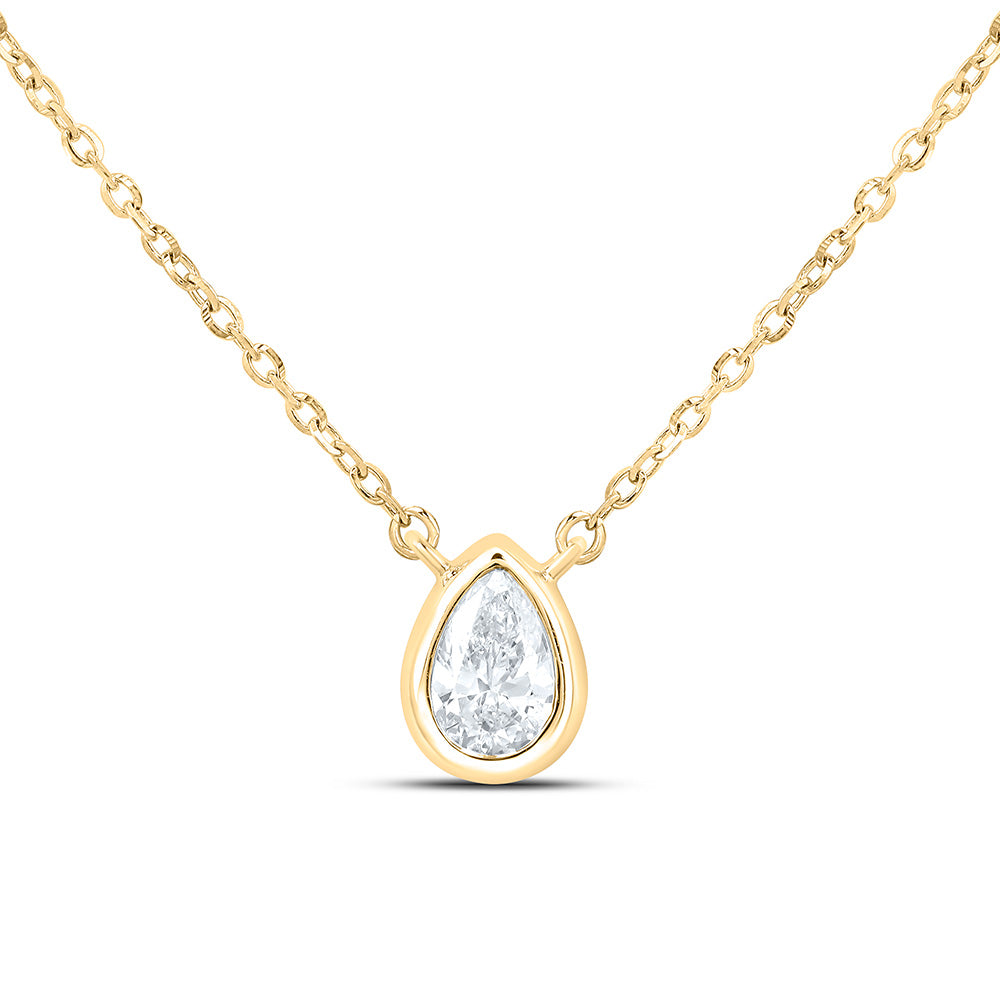 Sterling Silver 1/4 Cttw Lab Grown Diamond Bezel Pear Chain Necklace (18 Inch)