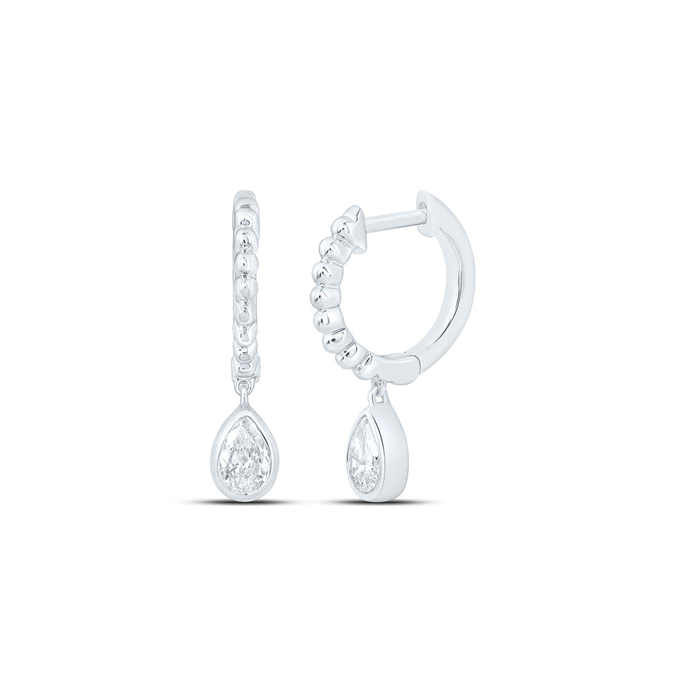 Sterling Silver 1/2 Cttw Lab Grown Diamond Pear Bezel Dangling Earring